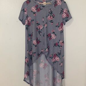 I Ivy Top Floral Striped High-Low Size Large